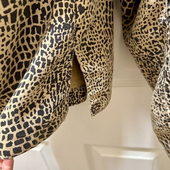 Chicos Women's Jacket Size 3 (Large) Beige Brown Animal Print Lightweight Boho - Picture 8 of 11